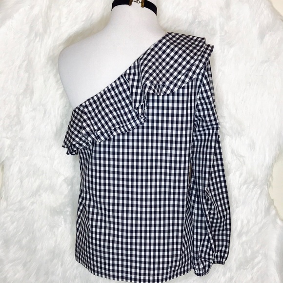 J.Crew One-shoulder Ruffle Top In Stripe - Picture 6 of 7